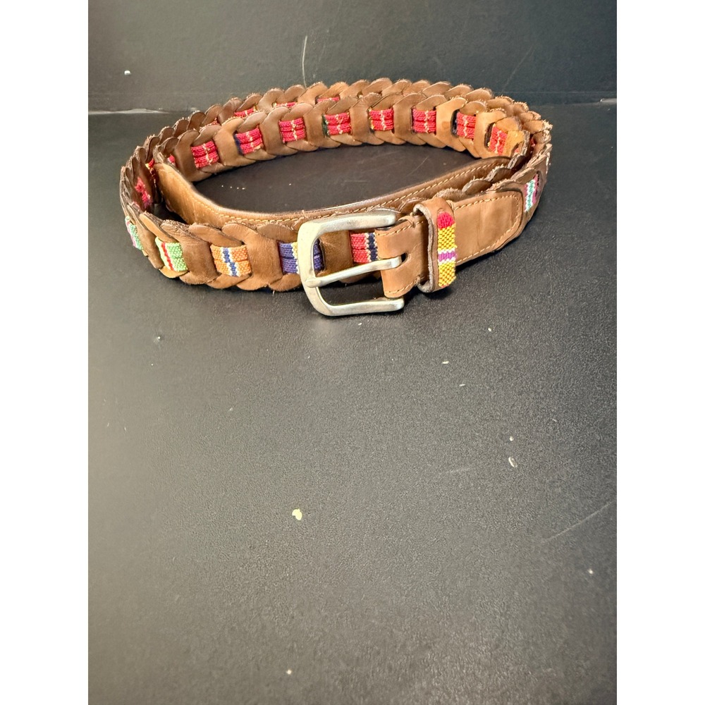 Woven Leather Multi Color Gaucho Belt Boho Western Southwestern Size 42